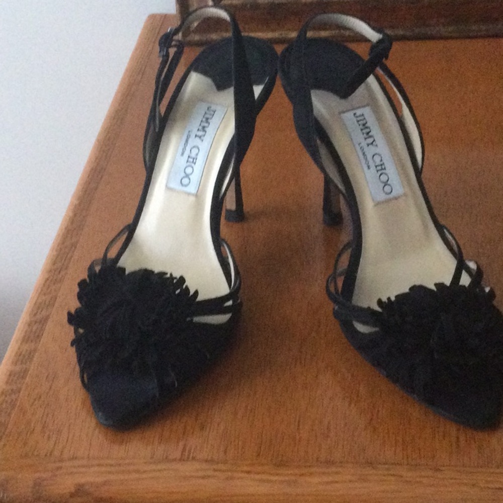 Jimmy Choo Black Suede Evening Sandals